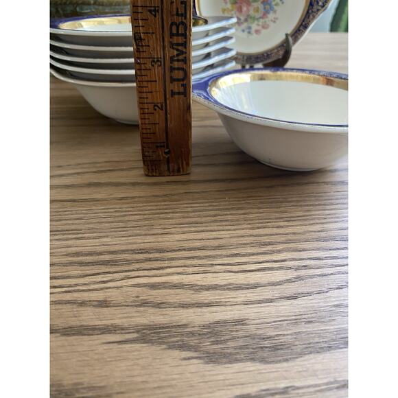 Cereal Bowls (4) Century Salem 23 Karat Gold Encrusted Aristocrat Cobalt Blue - Picture 5 of 5